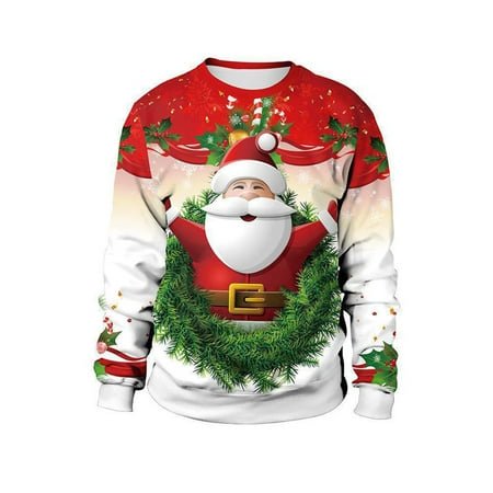 PMUYBHF Homme Hommes Chandails à Enfiler avec Poches Manches Longues Hommes Manches Longues Mode Décontractée Imprimé 3D à Capuche à Cordon Poche Chandail à Enfiler Hauts Chandails pour Hommes Col Ras du Cou 3TG