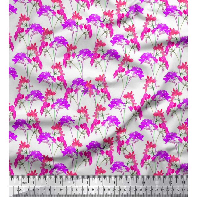 Soimoi Polyester Crepe Fabric Flower Watercolor Print Fabric by The Yard 42 Inch Wide
