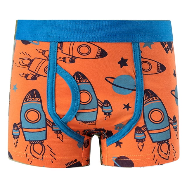 MIASHUI Boys Boxer Shorts Cotton Pattern Boxer Brief Underwear,Orange,6-7 Years