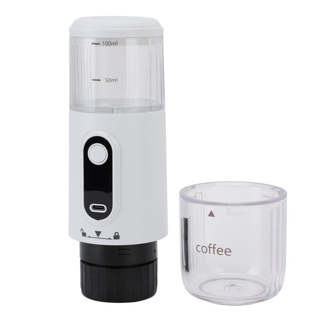 Portable Electric Espresso Machine, Rechargeable Travel Coffee Maker, Handheld Car Coffee Maker for Camping Hiking Office Powder and Capsules Compartment