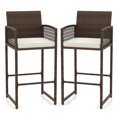 thumbnail image 1 of Costway Patio Bar Stools Set of 2 PE Rattan Bar Height Chairs with Backrests & Armrests, 1 of 9