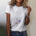 thumbnail image 2 of RKSTN Hauts d'Été pour Femmes 2023 Tendance Décontracté T-Shirt Imprimé Pissenlit Col Rond Manches Courtes Chandail Blouse T-Shirts, 2 of 5