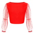 thumbnail image 4 of Blouse à Col Carré pour Femme, Chemise d'Été à Manches Longues Bouffantes et à Volants, Blouse Décontractée, Hauts, 4 of 4