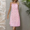 thumbnail image 2 of Robes d'Été pour Femmes Sans Manches Bretelles Spaghetti Imprimé Floral Midi Robe Décontractée, 2 of 6