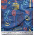 thumbnail image 1 of Soimoi Poly Georgette Fabric Vegetables,Jar & Cups Print Fabric by the Yard 52 Inch Wide, 1 of 3