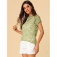 thumbnail image 4 of INSPIRE CHIC Haut en Dentelle Florale Transparent à Manches Courtes Décontracté pour Femme P Vert, 4 of 6