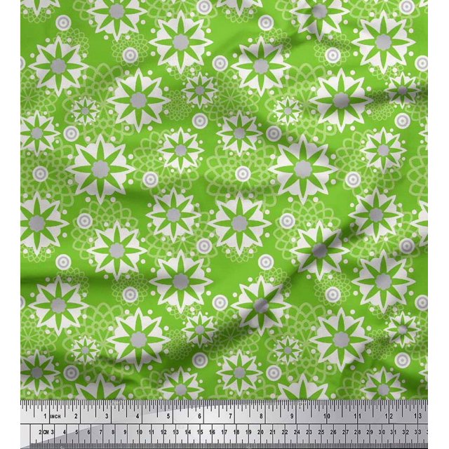 Soimoi Poly Georgette Fabric Floral Mandala Print Fabric by The Yard 52 Inch Wide