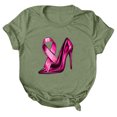 thumbnail image 4 of JIRNDf T-Shirt pour Femmes Hauts Tendance Mode Été Décontracté Manches Courtes Col Rond Impression Cancer du Sein T-Shirts Graphiques Mignons pour Femmes Chemises Vert m, 4 of 4
