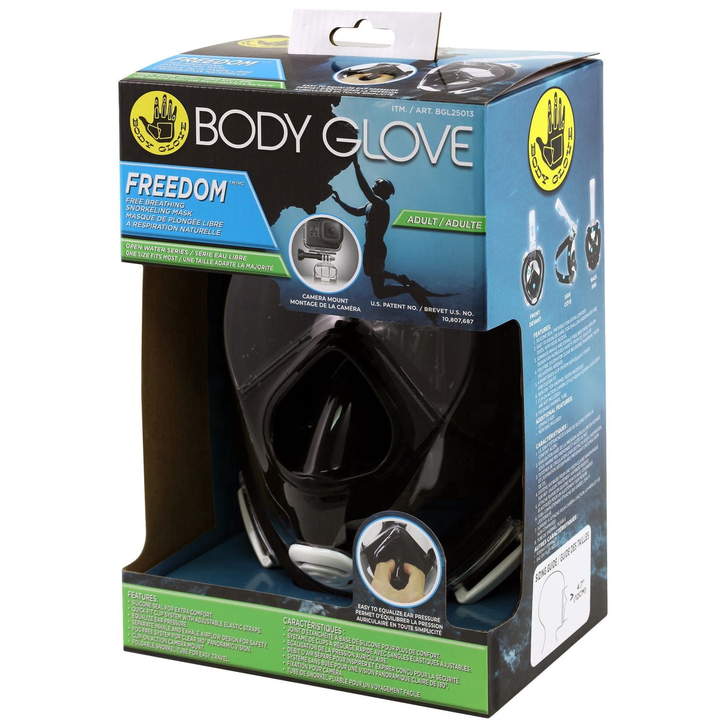 Masque de plongée intégral Body Glove Freedom avec support GoPro
