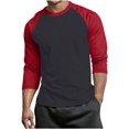 thumbnail image 3 of cllios T-Shirts de Baseball pour Hommes à Manches 3/4 Col Ras du Cou Manches Raglan T-Shirts en Jersey à Blocs de Couleur Hauts Athlétiques Décontractés P-4TG, 3 of 6