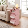 thumbnail image 4 of Costway 3 Pcs Bacs de Rangement sur Roulettes avec Couvercle Qui Reste Ouvert pour Cuisine Chambre Buanderie Garde-Robe Blanc + Rose, 4 of 9