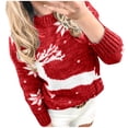 thumbnail image 2 of EGNMCR Chandail à Col Rond pour Femmes, Chandail pour Femmes Mode pour Femmes Imprimé de Noël Confortable à Manches Longues Chandail Ample Haut Chandail pour Femmes, 2 of 5