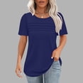 thumbnail image 2 of Yanlir T-Shirt Décontracté pour Femme à Col Rond Uni à Manches Courtes, Hauts de Mode Printemps et Été 2025, T-Shirt Basique Doux à Col Rond, Vêtement Léger pour le Travail et la Plage (Marine,), 2 of 6