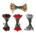 thumbnail image 4 of GUOOL 200 Pcs Baies Artificielles Double Tête DIY Artisanat Rouge Doré Rouge Foncé, 4 of 9