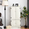 thumbnail image 3 of Costway Armoire de Rangement d'Appoint au Sol avec Tablettes Ajustables Antique à 2 Portes Blanc, 3 of 10