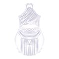thumbnail image 4 of TiaoBug Robe de Danse Lyrique pour Filles Jupe Haute-Basse Irrégulière à Sequins Col Halter Robe Justaucorps de Patinage Blanc 14, 4 of 6
