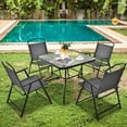 thumbnail image 1 of Costway Patio Dining Set for 4 Folding Chairs & Dining Table Set with Umbrella Hole, 1 of 10