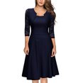 thumbnail image 1 of Jusqu'à 65 % de Rabais! Robes d'Été Mode pour Femmes 2024 Grande Taille Tempérament Manches Trois Quarts Faux Deux Pièces Encolure Patchwork Grande Jupe Robe en Dentelle, 1 of 6