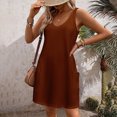 thumbnail image 4 of Timegard Robes pour Femmes Col en V Été Décontracté Robes T-Shirt Sortie de Plage Robe Débardeur avec Poches, 4 of 5