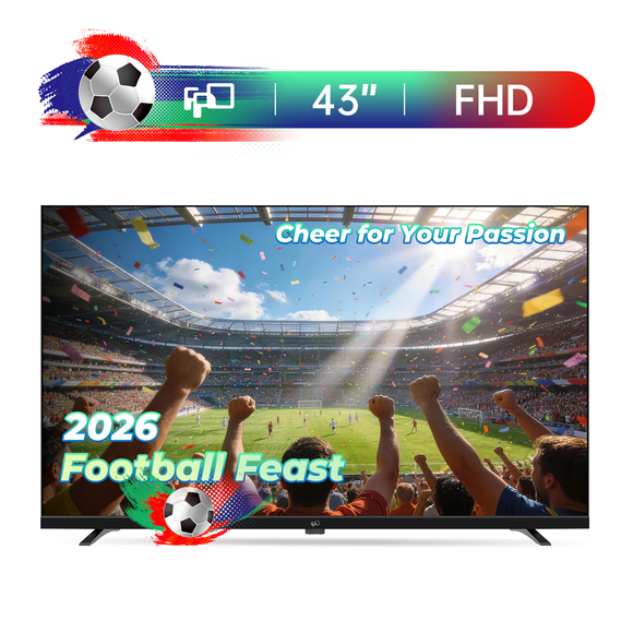 FPD Téléviseur Intelligent de 43 Pouces, 1080P FHD Google TV avec Google Play Intégré Google Cast, Dolby Audio, HDR 10, Téléviseur à Écran Plat avec Télécommande Vocale Google Assistant