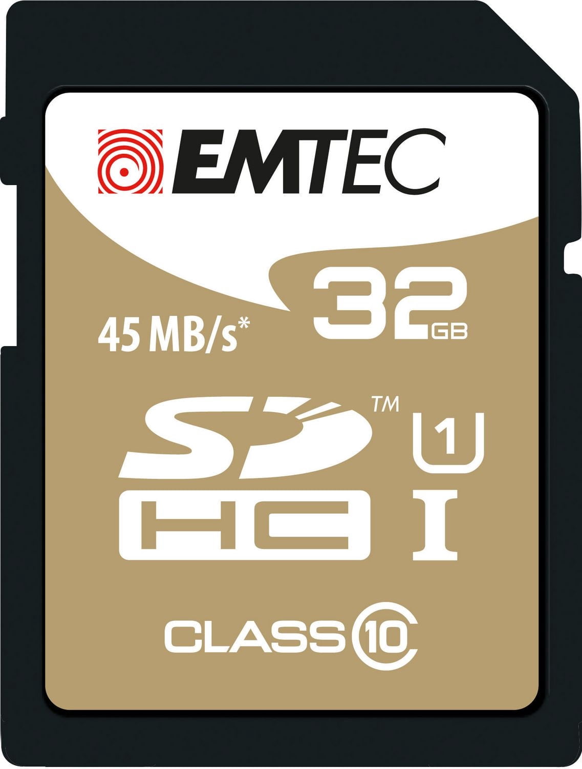 Carte à mémoire SD CL10 U1 d'Emtec de 32 Go de la collection d'or