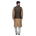 thumbnail image 3 of Atasi Ensemble Kurta Pyjama Imprimé Veste Col Mandarin Chemise Ethnique Traditionnelle, 3 of 5
