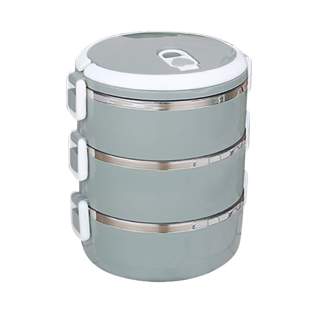 Meitianfacai Lunch Box Food Container, 2100ml 3 Layer Round Food Lunch Box Stainless Steel Lunch Box Lunch Box Food Storage Box Children's Lunch Box Hot Food