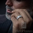thumbnail image 4 of Sterling Silver Men's Wedding Band Engagement Ring With Cubic Zirconia CZ 9MM 3 Row, 4 of 7