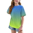 thumbnail image 3 of DecSea Girls Short Sleeve T shirt Kids Summer Oversized Gradient Crew Neck Tops Casual Basic Tee 5-14Years, 3 of 8