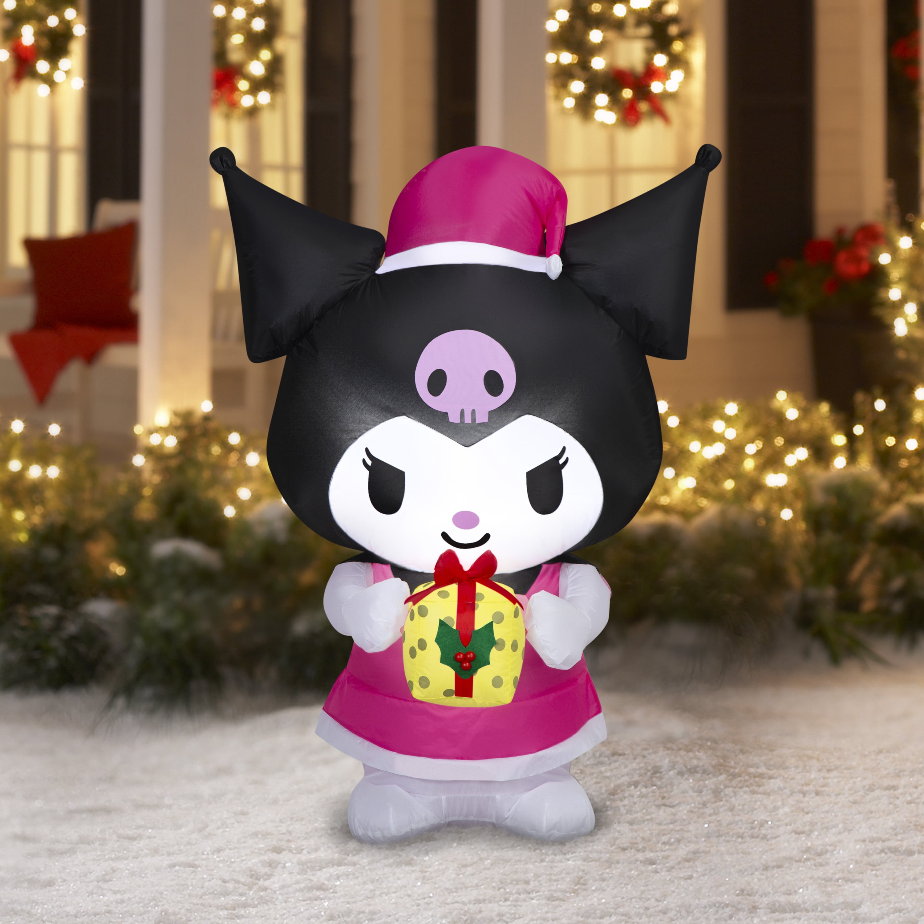 Kuromi gonflable de Noël pour jardin Airblown avec cadeau jaune MD Sanrio (WM)