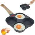 thumbnail image 1 of Egg Frying Pan Aluminum 4 Holes Egg Frying Pan Nonstick Mini Egg Cooker Omelet Pan Egg Skillet with Wood Handle Breakfast Egg Pan for Home Kitchen Cooking, 1 of 10