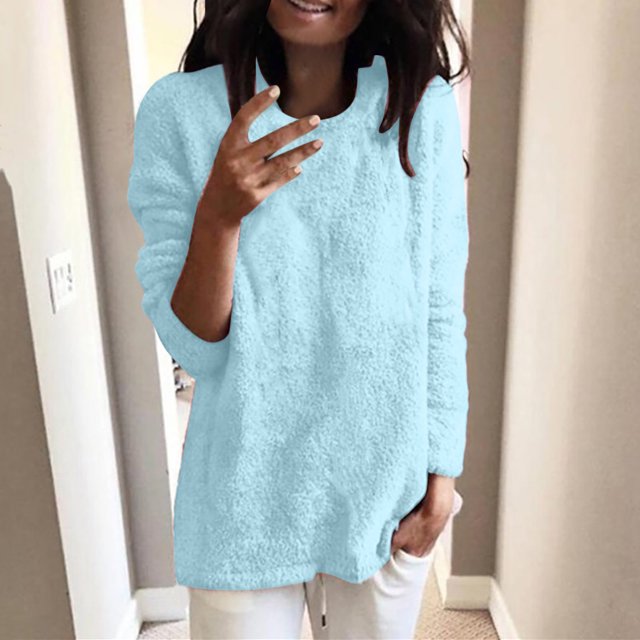 LSLJS Chandail à Col Rond pour Femmes, Décontracté, Ample, Chandail à Enfiler, Hauts, Manches Longues, T-Shirt, Chemisiers, Sport, Chandail à Enfiler, Tenue de Détente