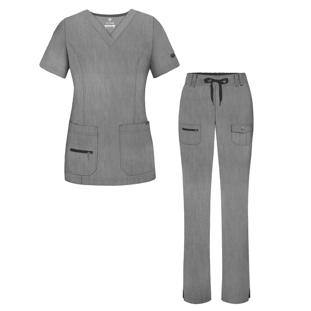 Adar Pro Heather Breakthrough Plus Scrub Set For Women - Enhanced V-Neck Top & Multi Pocket Pants