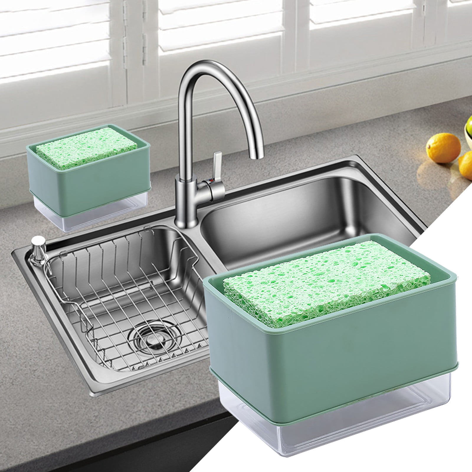 Giyblacko Clearance Dish Brush Kitchen Soap Dispenser Dishwashing Brush Automatic Liquid Dispenser 2 In 1 Soap Dispenser Foaming Soap Dispenser Kitchen Sponge Rack 350ml