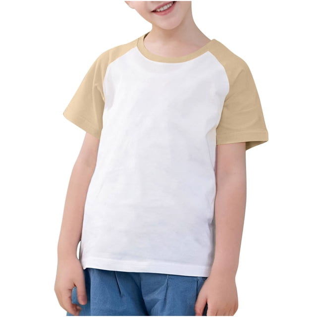 Timegard Vêtements pour Filles Tout-Petits Col Rond Manches Courtes T-Shirt Confortable en Coton à Blocs de Couleur Été