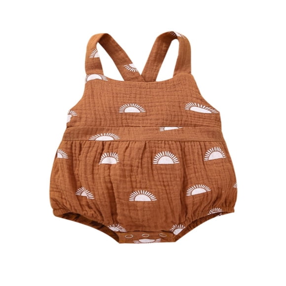 Combinaison Short pour Nouveau-Née Fille, Imprimé Soleil, Dos Croisé, Sans Manches, Bandeau, une-Pièce, Barboteuse, Vêtements pour Bébé