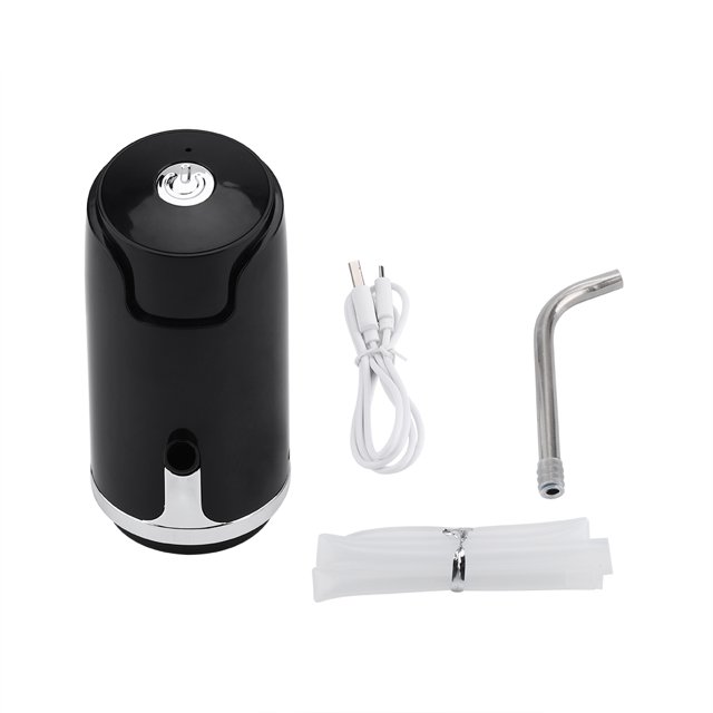 Distributeur de pompe à eau, distributeur rechargeable USB de pompe à eau en bouteille portable avec câble de charge pour la maison, la cuisine, le bureau(le noir)