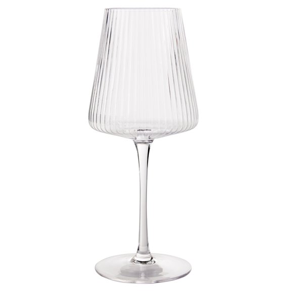 Better Homes & Gardens Glass 17 oz Ribbed Wine Glass, Clear