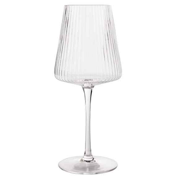Better Homes & Gardens Glass 17 oz Ribbed Wine Glass, Clear