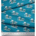 thumbnail image 2 of Soimoi Blue Moss Georgette Fabric Landscape & Reindeer Animal Print Sewing Fabric Yard 42 Inch Wide, 2 of 5