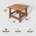 thumbnail image 3 of Leigh Country Table d'Appoint en Bois Dur Fait Main pour Patio Extérieur, Marron, 3 of 11