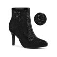 thumbnail image 1 of Unique Bargains Women's Pointed Toe Lace Flower Stiletto Heels Ankle Boots, 1 of 7