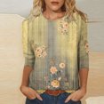 thumbnail image 1 of Hauts pour Femmes T-shirt Ample Imprimé de Mode pour Femmes Blouse à Manches 3/4 Col Rond Hauts Décontractés Hauts pour Femmes Manches 3/4 en Liquidation, 1 of 5
