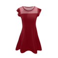 thumbnail image 3 of LUOGENLI Dress Girls Dress Summer Ruffle Sleeve Mesh A Line Casual Party Dresses with Pockets for Kids 4 11 Years Dress for Girls Midi Length Spring Red 6-7 Years, 3 of 4