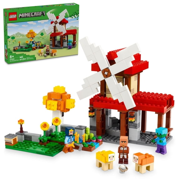 LEGO Minecraft The Windmill Farm Video Game Toy, Farm Building Set with Minecraft Minifigures and Equipment, Zombie Themed Birthday Gift for Kids, Minecraft Toy for Boys and Girls Ages 8 and Up, 21262