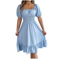 thumbnail image 1 of HomeGardon Liquidation de Robes d'Été! Robes pour Femmes 2025, Robe d'Été Décontractée pour Femme à Manches Courtes, Taille Cintrée, Couleur Unie, P-TG, 1 of 9