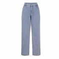 thumbnail image 4 of Women's Casual Solid Color Button-Front Jeans with Zipper Pockets for Everyday Wear, 4 of 8