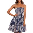 thumbnail image 1 of Pompotops Robe Sans Bretelles à Bande Élastique Style Bohème pour Femme Robes Robe Sans Manches à Imprimé Floral, 1 of 8