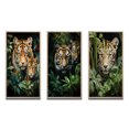 thumbnail image 2 of Designart "Tigers In Asian Painting IX" Asian Framed Wall Art Set Of 3 - Green Asian Art Frame Gallery Set For Office Decor, 2 of 6