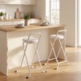 thumbnail image 2 of HOMCOM Folding Stools Set of 2, Foldable Bar Stools with PU Seat, White, 2 of 10
